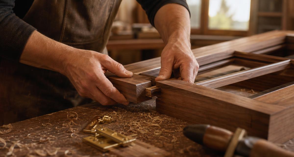 Hands fitting a joint on a custom wood window sash